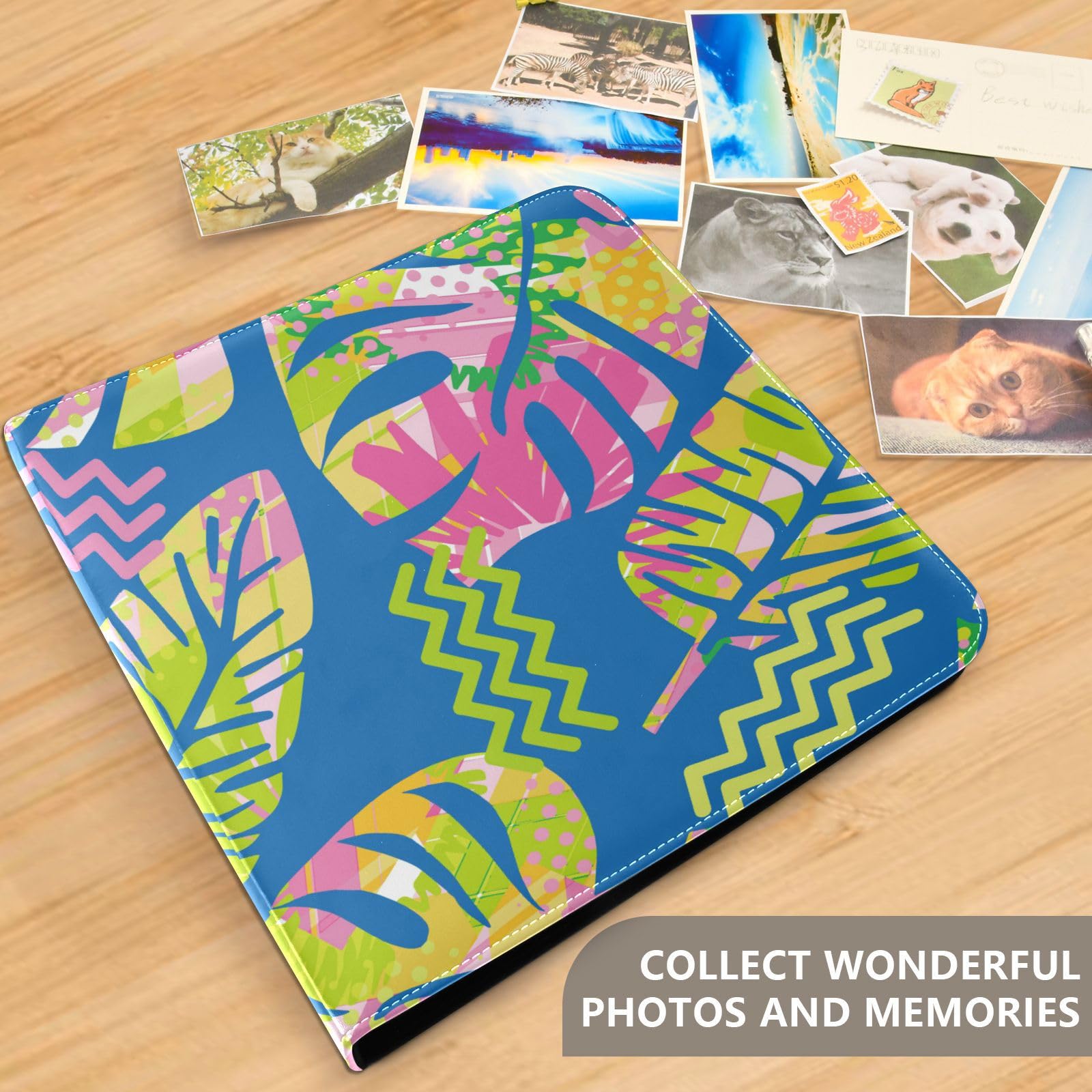 Álbum de fotos para fotos, páginas autoadhesivas, estantería, álbumes de fotos, álbumes familiares para fotos, 4 x 7 pulgadas, hojas de plam, color morado