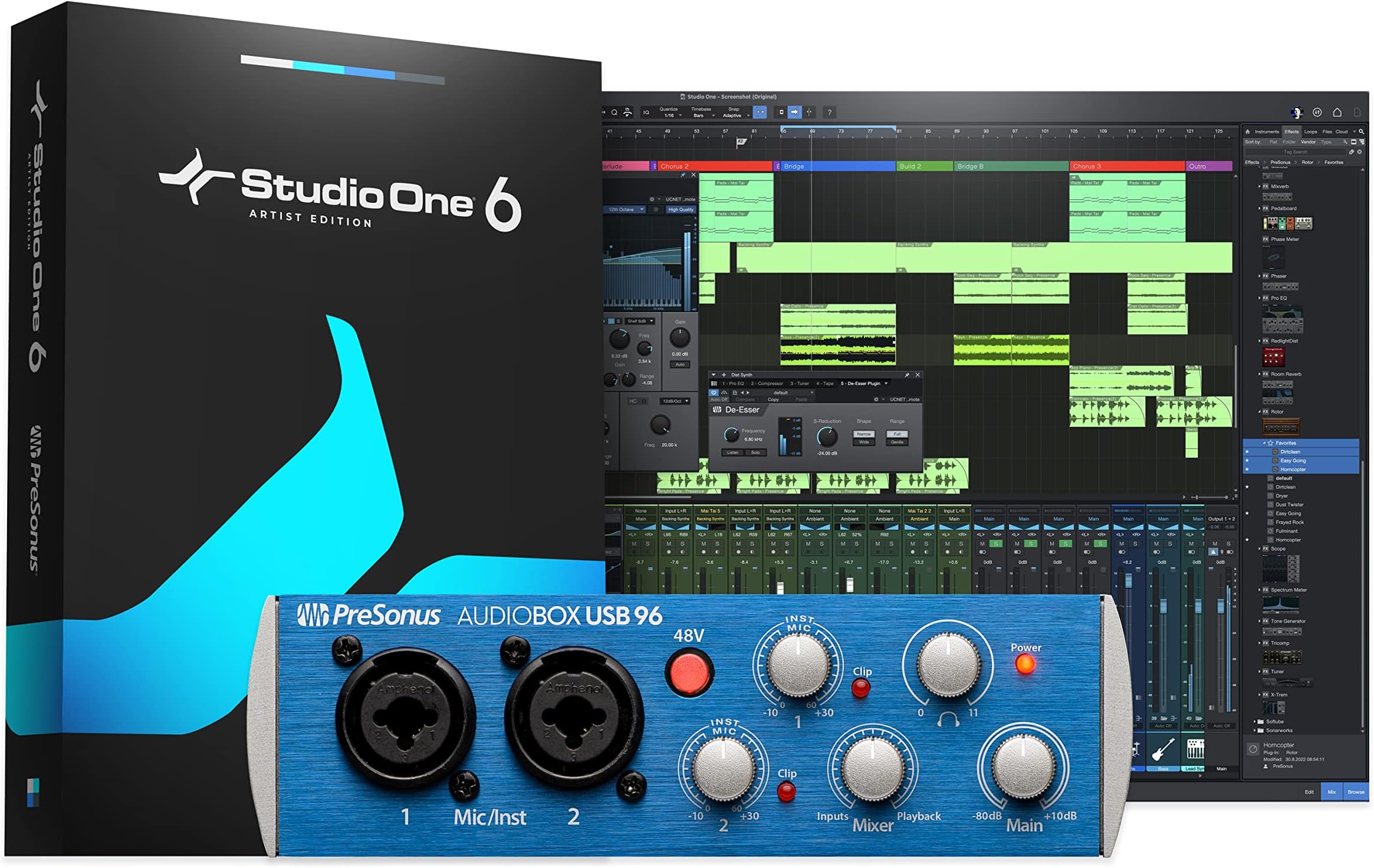 PresonUS Audiobox USb 96 2X2 USb Audio Interface, Blue, Audiobox USb 96, Pc/Mac 2 Mic Pres
