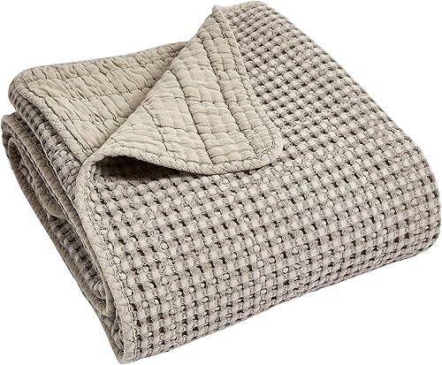 Miniatura 4 de Levtex Home - Mills Waffle - Juego de colcha Queen - Waffle de algodón gris pardo - Tamaño de la colcha (106 x 106 pulgadas), tamaño de la funda (26