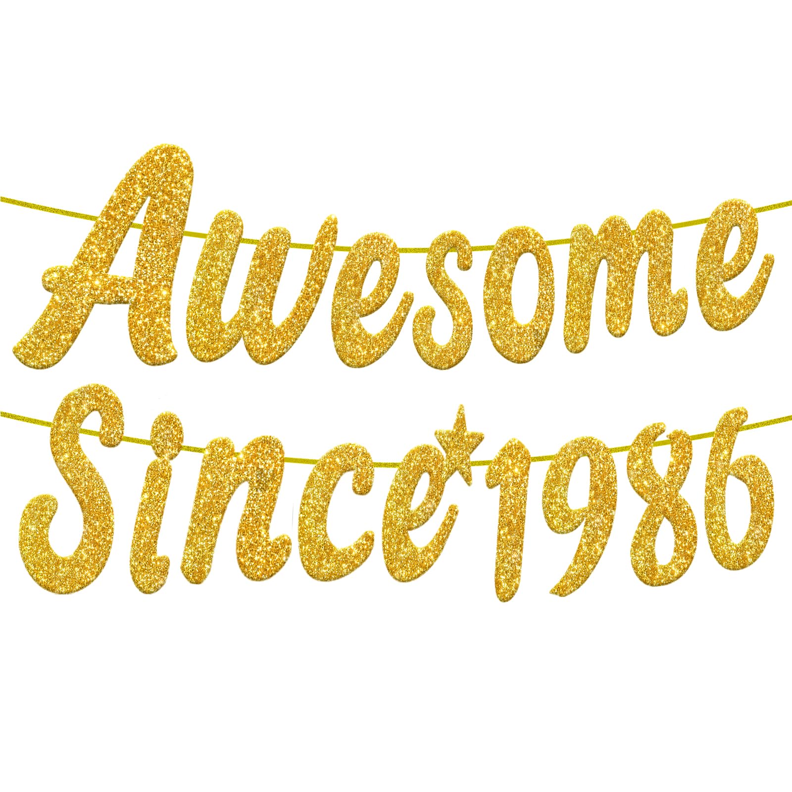 Embravfire Awesome Since 1986 Gold Glitter Banner 40th Birthday and Anniversary Banner Party Decorations Birthday Banner (1986)