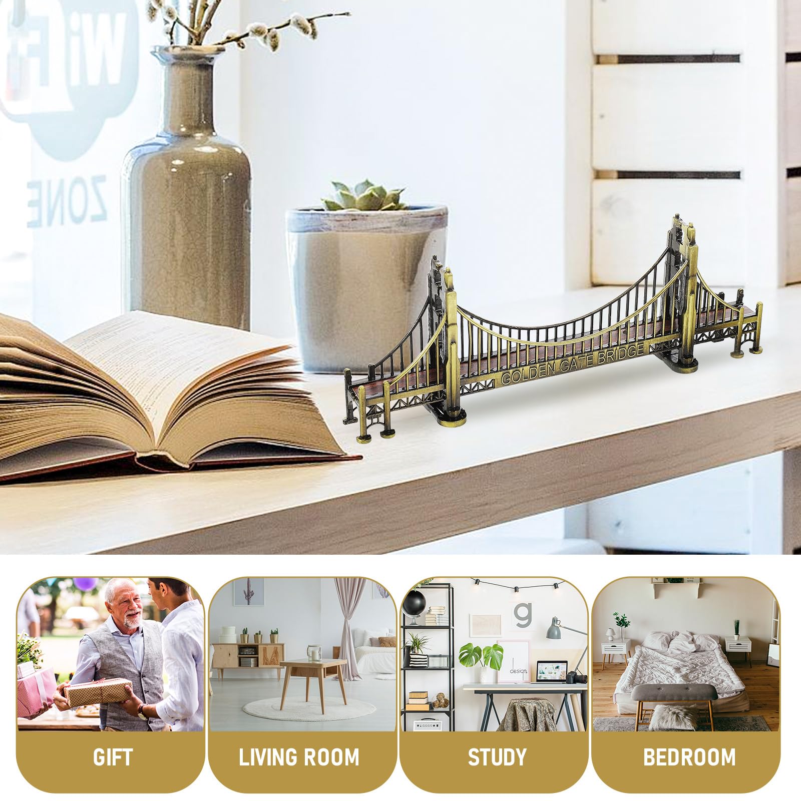 Garneck 2pcs Bridge Model Sculpture Vintage Decor for Home Office