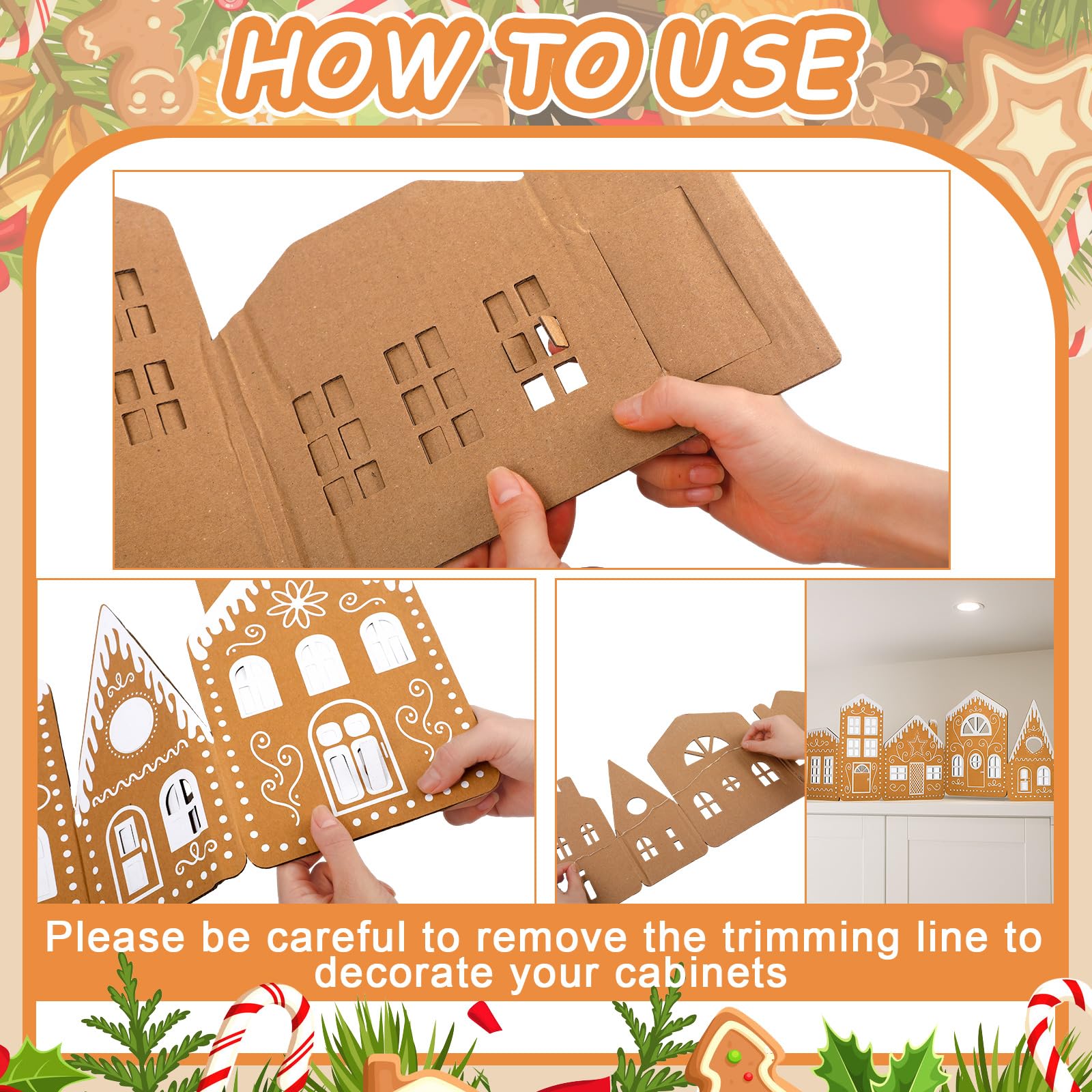 Epakh 2 juegos de bricolaje de casa de jengibre de Navidad kit de cartón con luces LED decoración parte superior de la aldea armarios de cocina hacer una casa de jengibre kit de manualidades para
