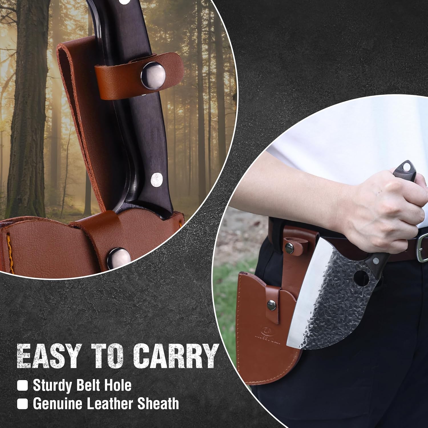 Mossy Oak Heavy-Duty Hand-Forged Meat Cleaver with Leather Sheath: The...