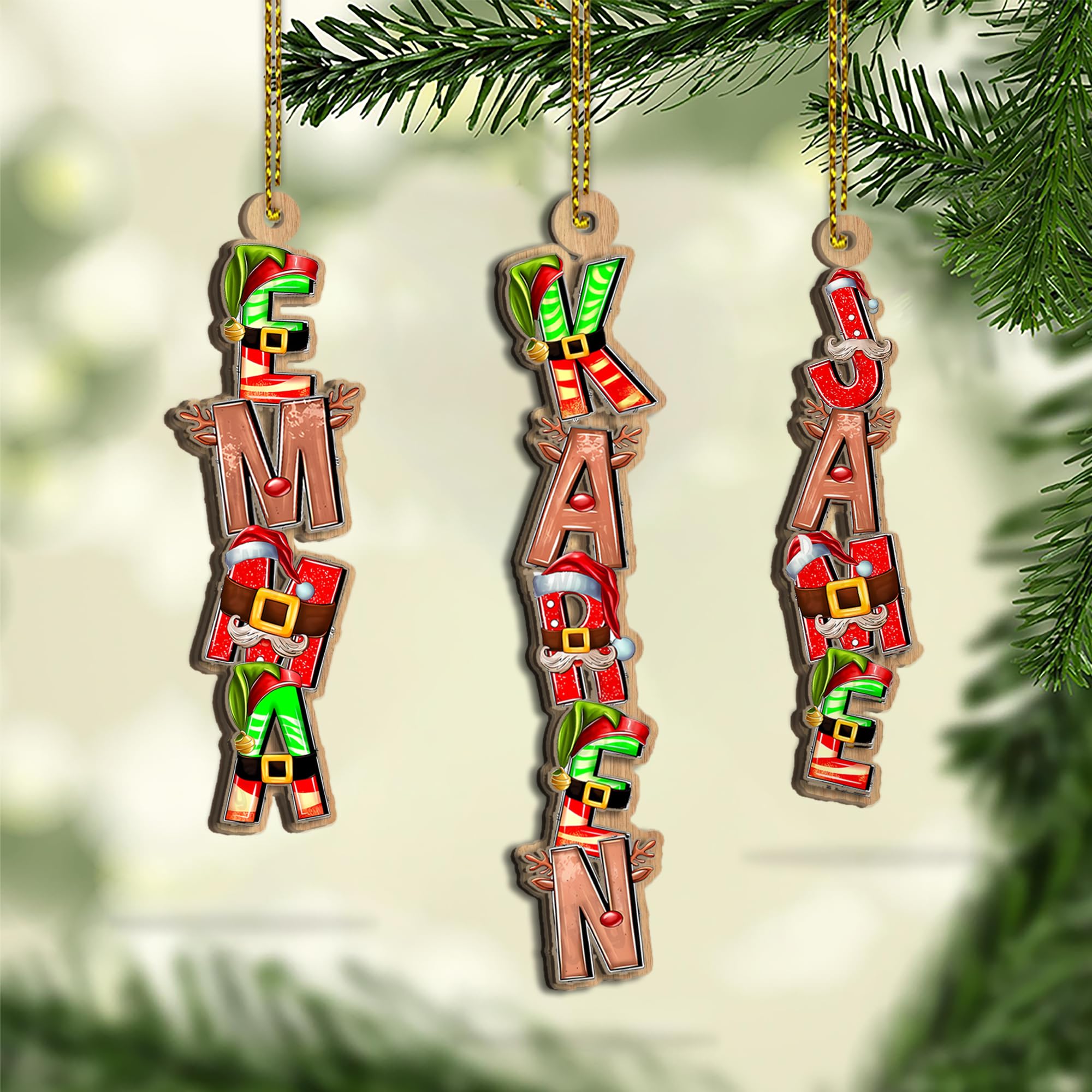 Fastpeace Personalized Christmas Name Wooden Ornament – Custom 3D Vertical Name Tag for Family Stockings, Holiday Tree Decoration & Unique Personalized for Kids, Friends, Couples — image 1