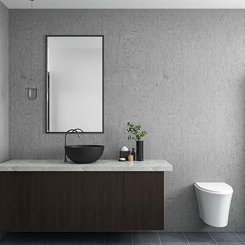 Miniatura 4 de CRE8TIVE Papel tapiz de hormigón gris de 24 x 118 pulgadas de ancho, despegar y pegar, papel de contacto de cemento extraíble, textura gruesa,