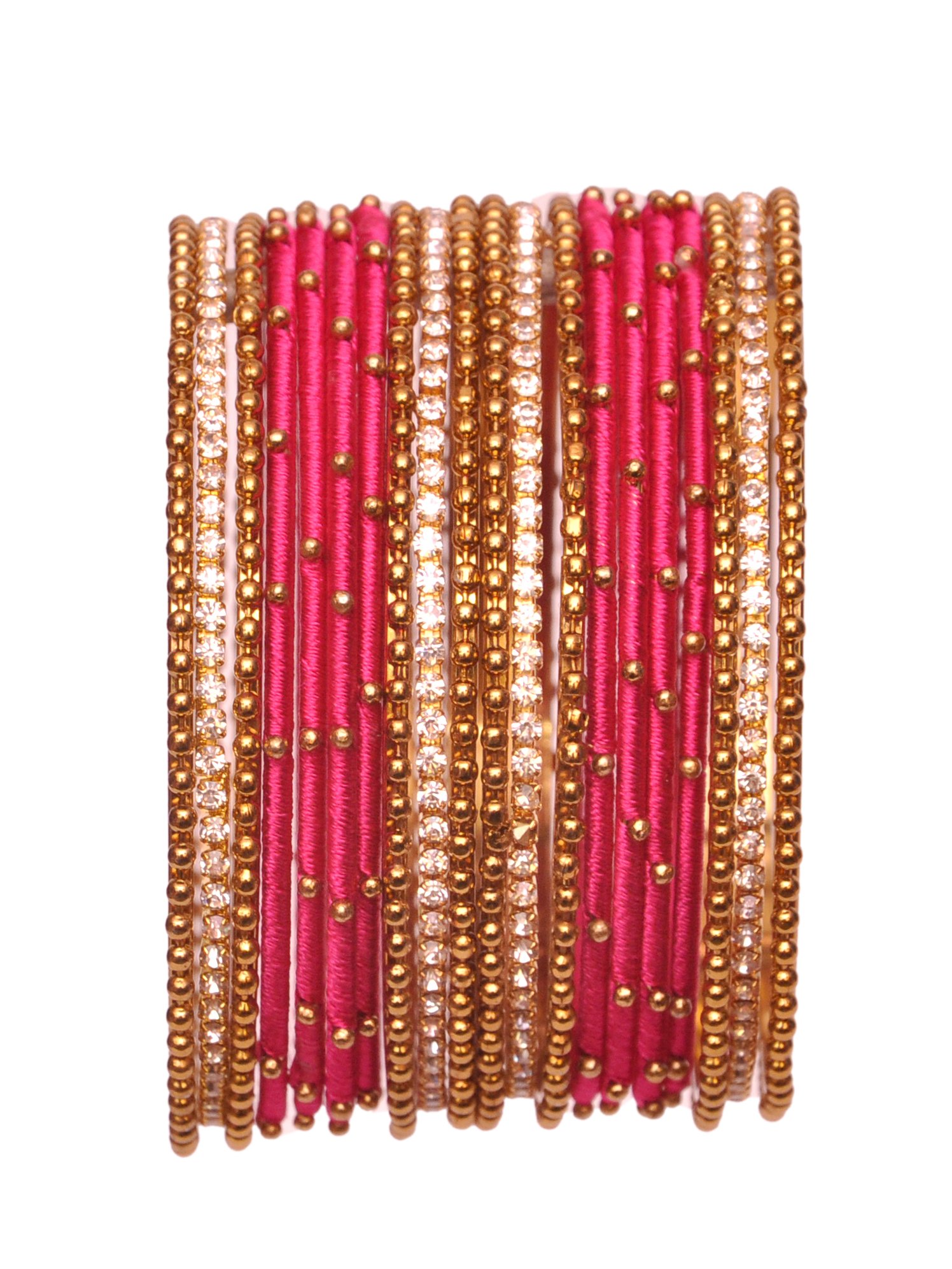 NMII Non-Precious Metal Base Metal With Silk Thread Or Ball Chain and Zircon Gemstone Studded Worked Bangles Set For Women and Girls,(Magenta_2.8 Inches), Pack Of 20 Bangles Set (B06ZZC9V5X) Amazon Price History, Amazon Price Tracker