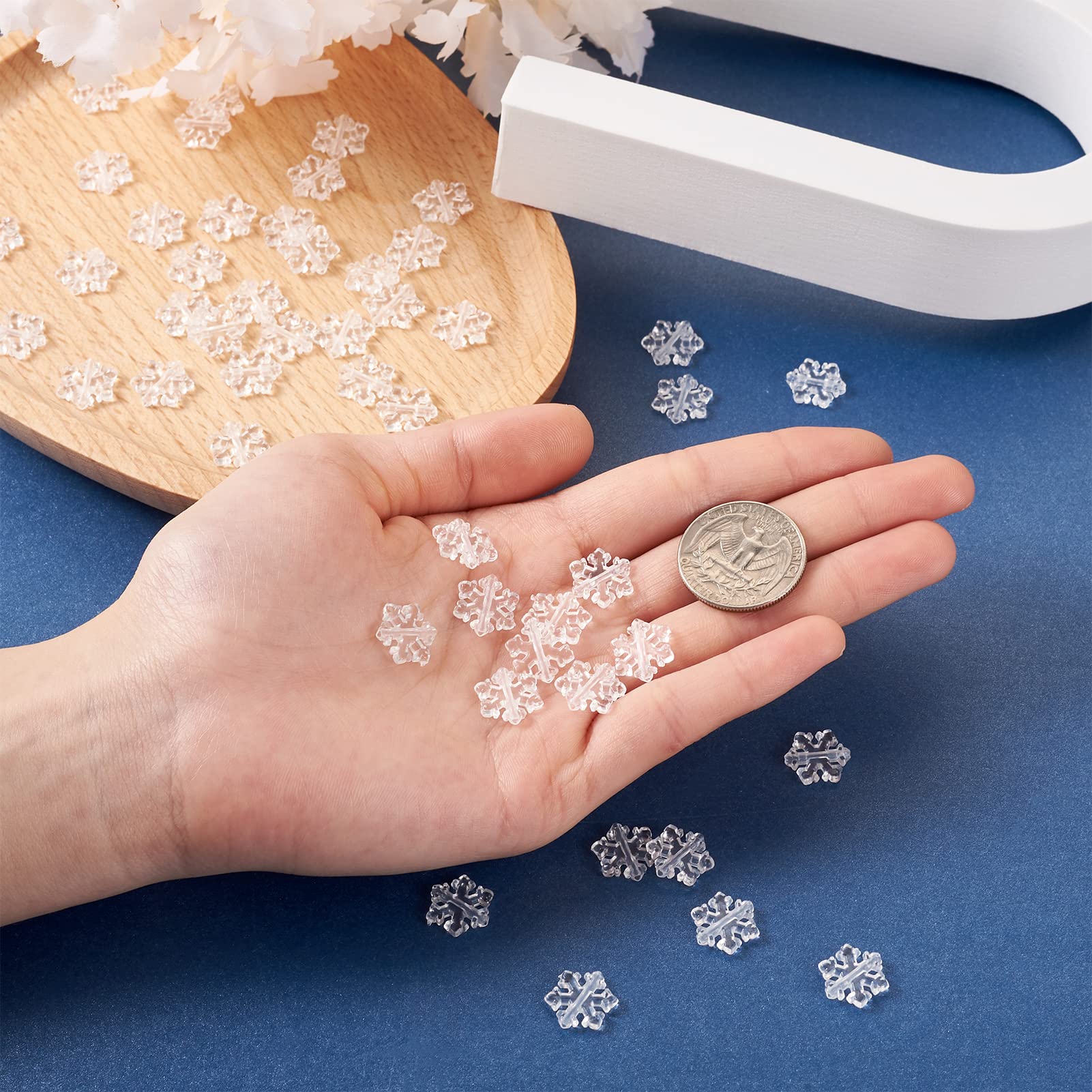 200 Perline Acriliche Trasparenti A Forma Di Fiocco Di Neve – Foro 1,2 Mm – Per Gioielli E Decorazioni Natalizie