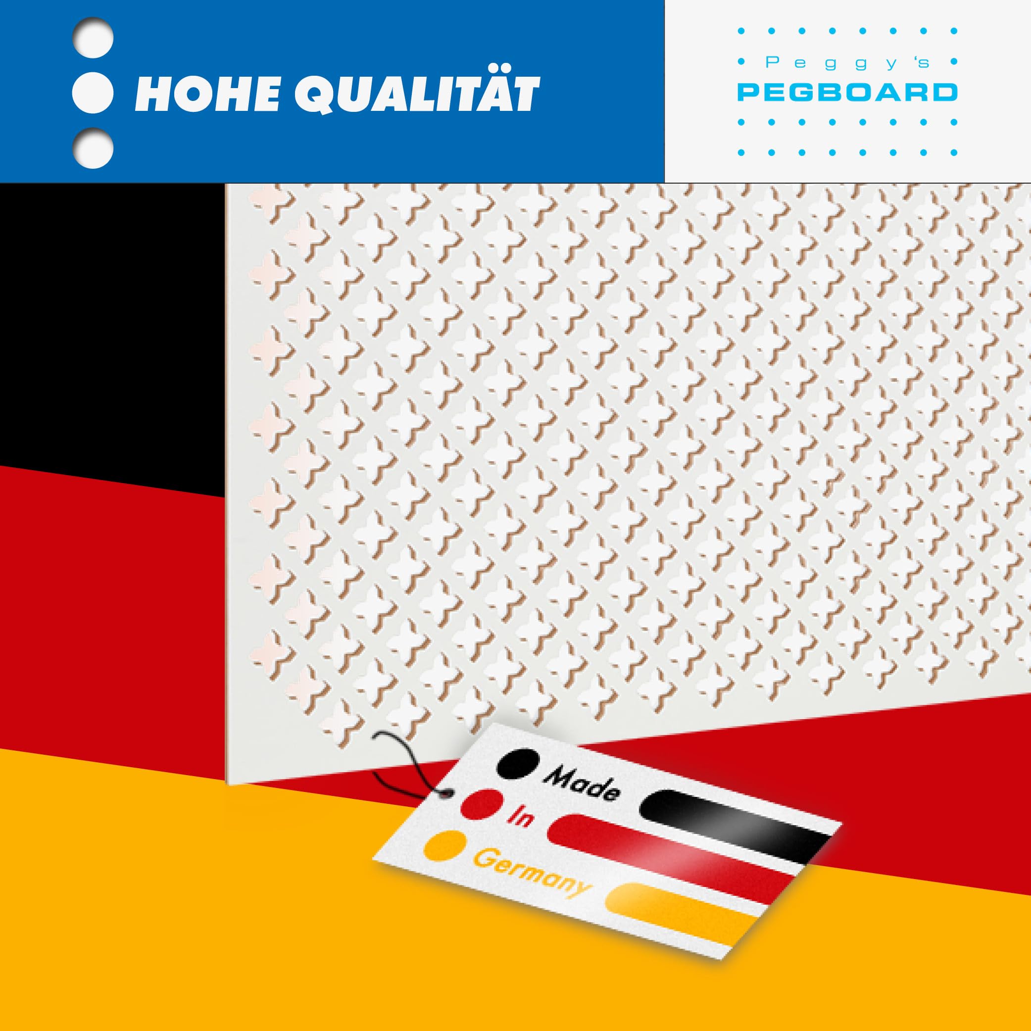 Pegboard Sevilla, parete forata 122 x 61 x 0,3 cm, pannello in legno MDF laccato bianco, prodotto in Germania, rivestimento termosifone, riempimento porta, paravento o griglia di ventilazione
