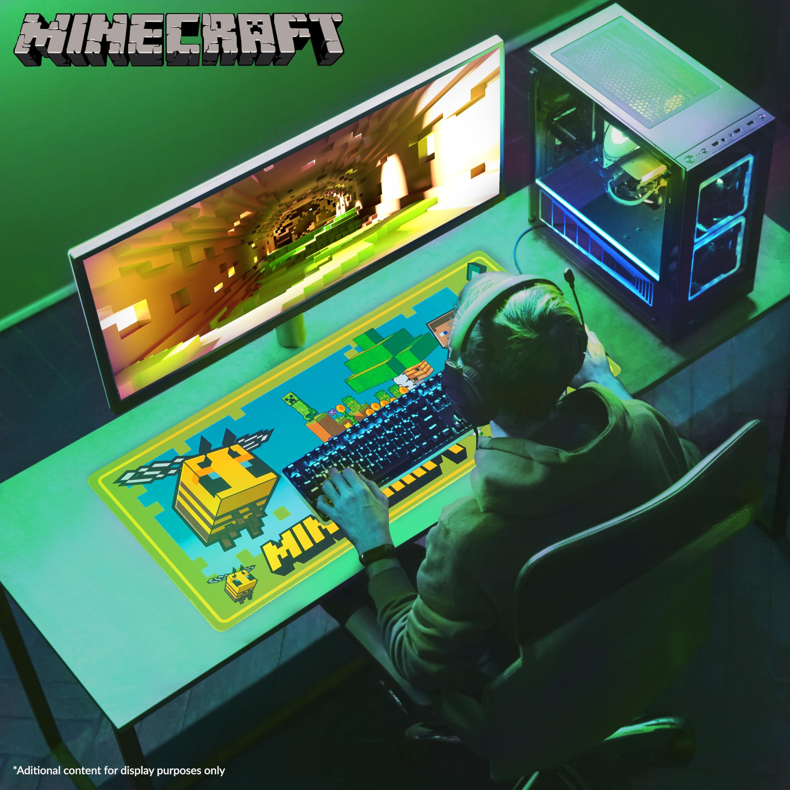 Minecraft Tapis de Souris Pour Enfants et Adolescents, Tapis De Bureau Antidérapant 80 x 35 cm (Vert)