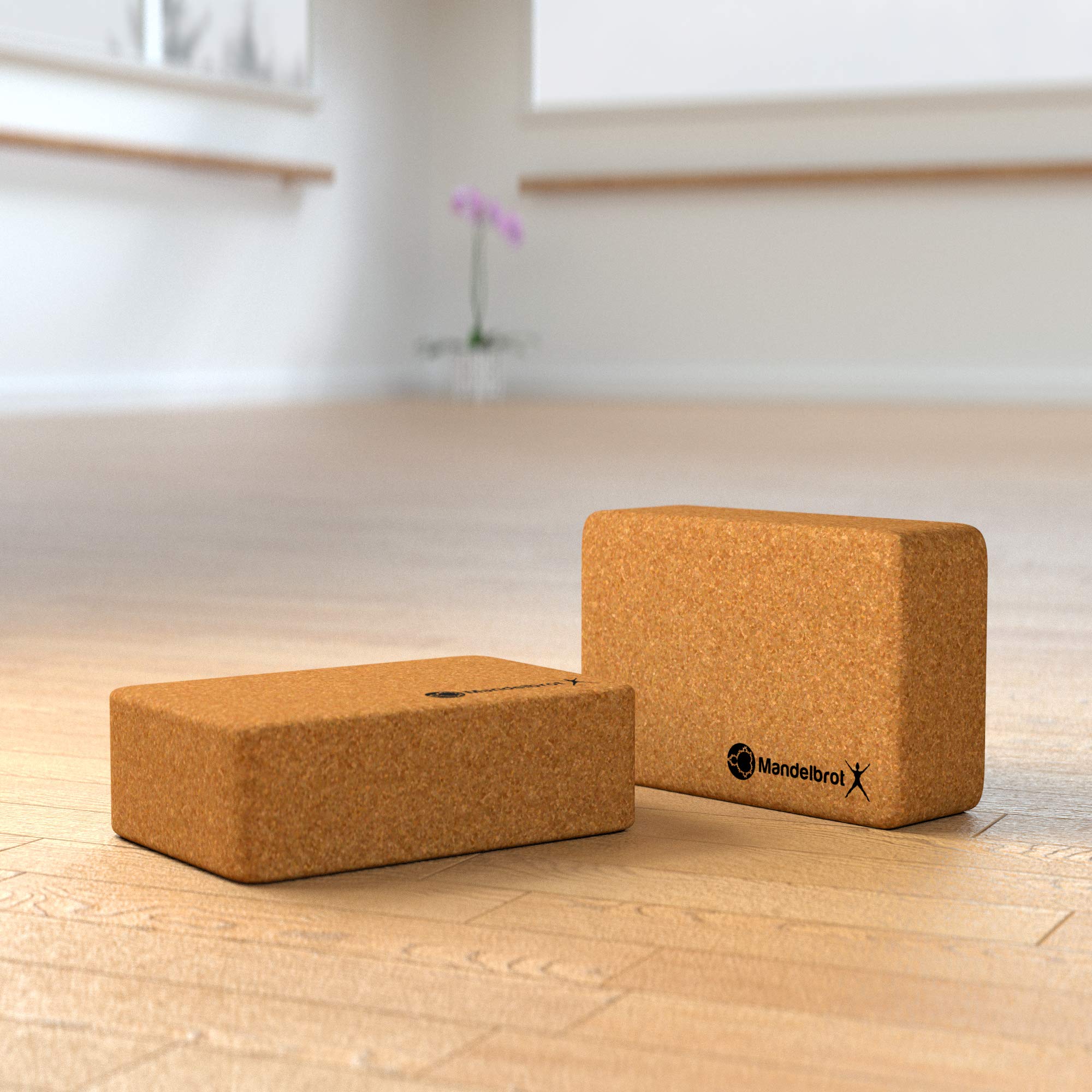 Yoga-Block, 2er Pack Korkblöcke, umweltfreundlich, nachhaltig, schlankes Design für Yoga, Pilates, Stärke, Balance und Flexibilität – 7,6 x 15,2 cm x 9 cm