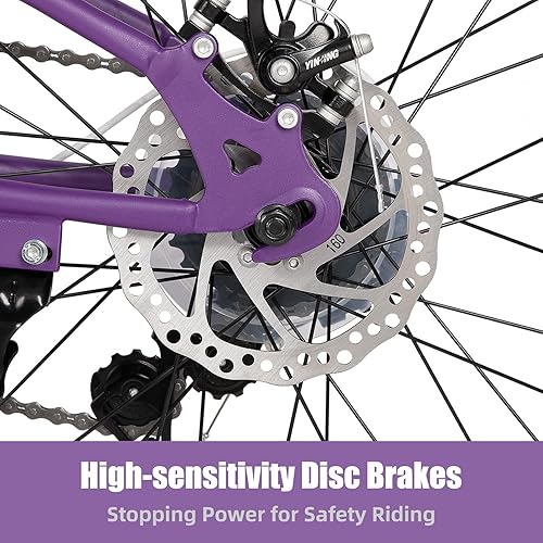 Miniatura 4 de JOYSTAR Bicicleta de montaña de 20 pulgadas para niños de 7 a 12 años, neumáticos Knobby de 3 pulgadas de ancho, transmisión Shimano de 7