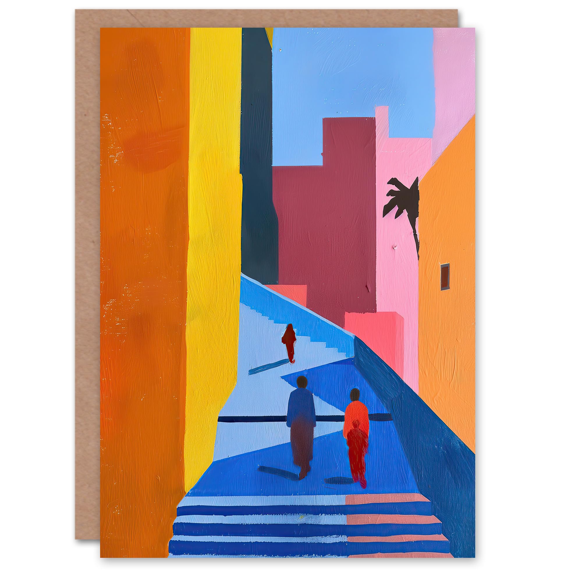 Artery8 Greeting Card Walk Though Casablanca Abstract Morocco Painting Blank For Him Or Her Art Birthday Card