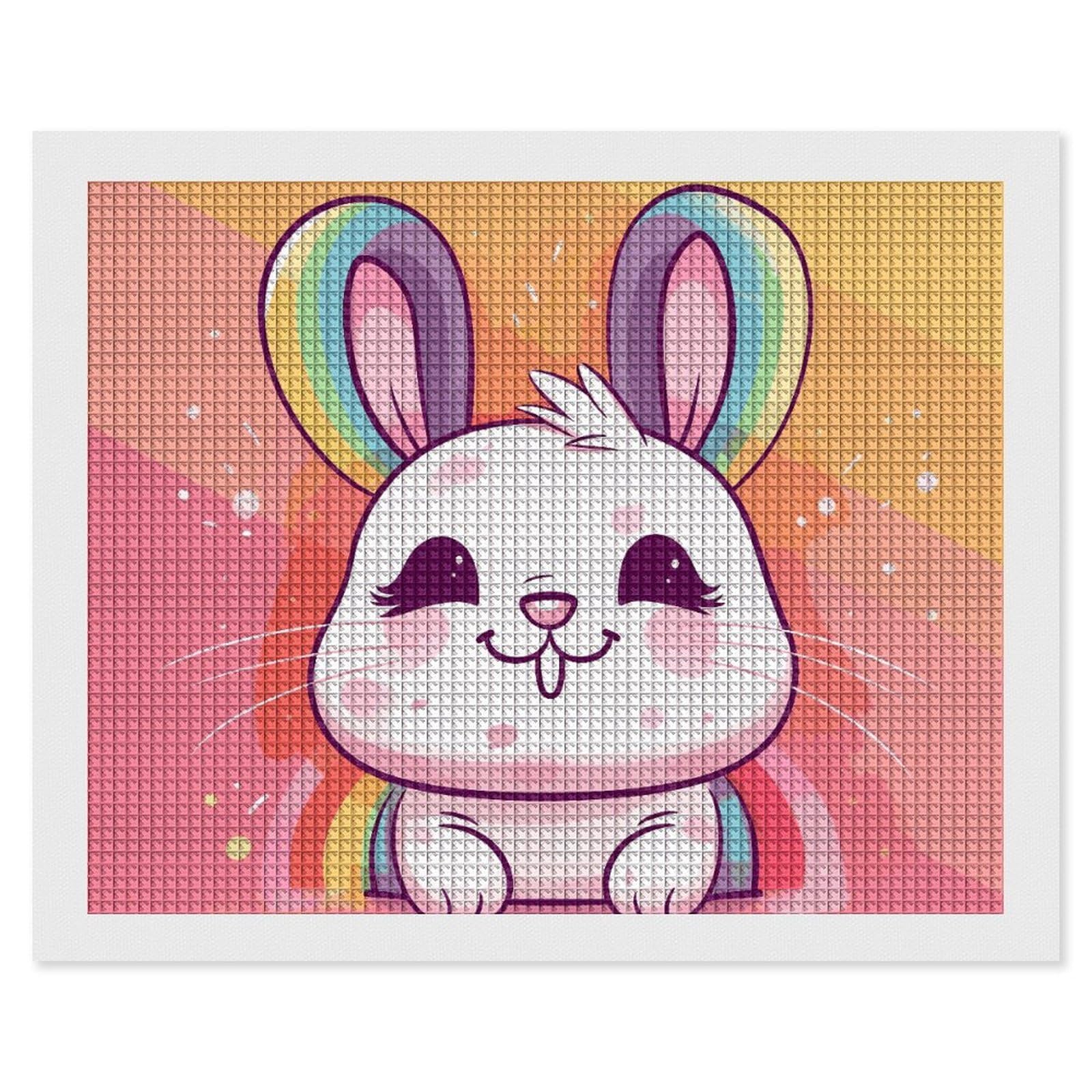 Chubby Rabbit Diamond Art Kits for Adults, DIY 5D Diamonds Painting Kits for Beginner, Round Full Drill Diamond Dots Painting, 16"x20" Diamonds Pictures Gem Art and Crafts Wall Decor