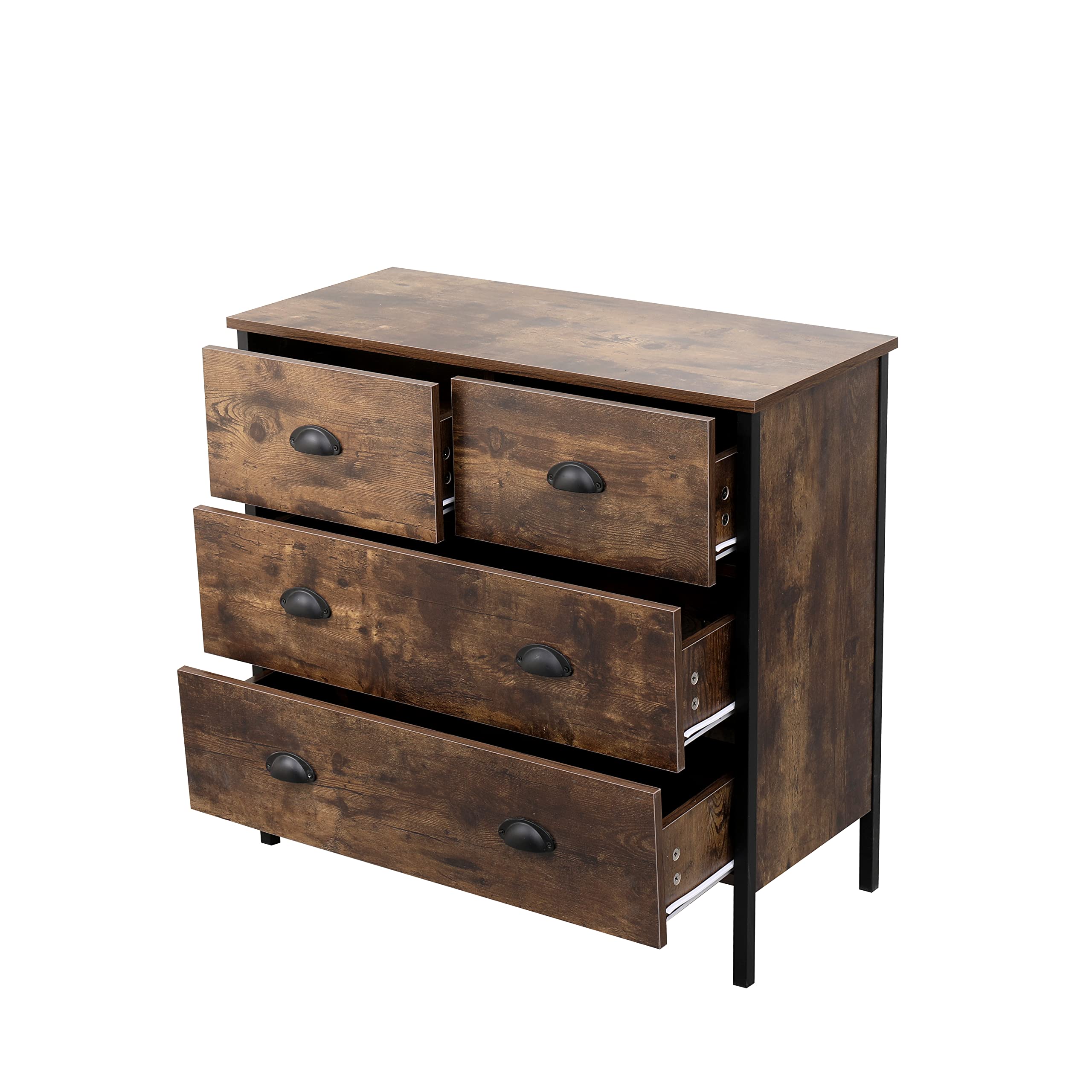 Retro Industrial Style Chest of Drawers with 2+2 DrawersSideboard Cupboard Storage Unit Cabinet for Bedroom Furniture