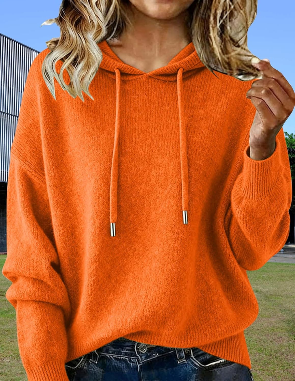 LIZALIG Autumn and Winter Cashmere Hoodie Women's Loose Lazy Long Sleeve Pullover Sweater