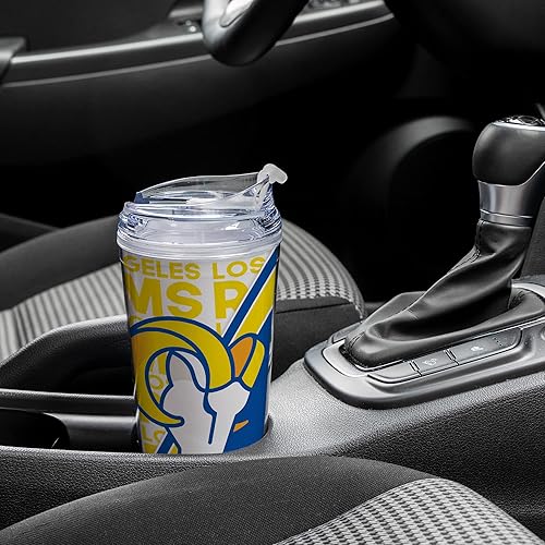 Miniatura 30 de Rico Industries NFL Football - Vaso de acrílico de 24 onzas con tapa con bisagras, vaso de doble pared con licencia oficial para fanáticos de la NFL