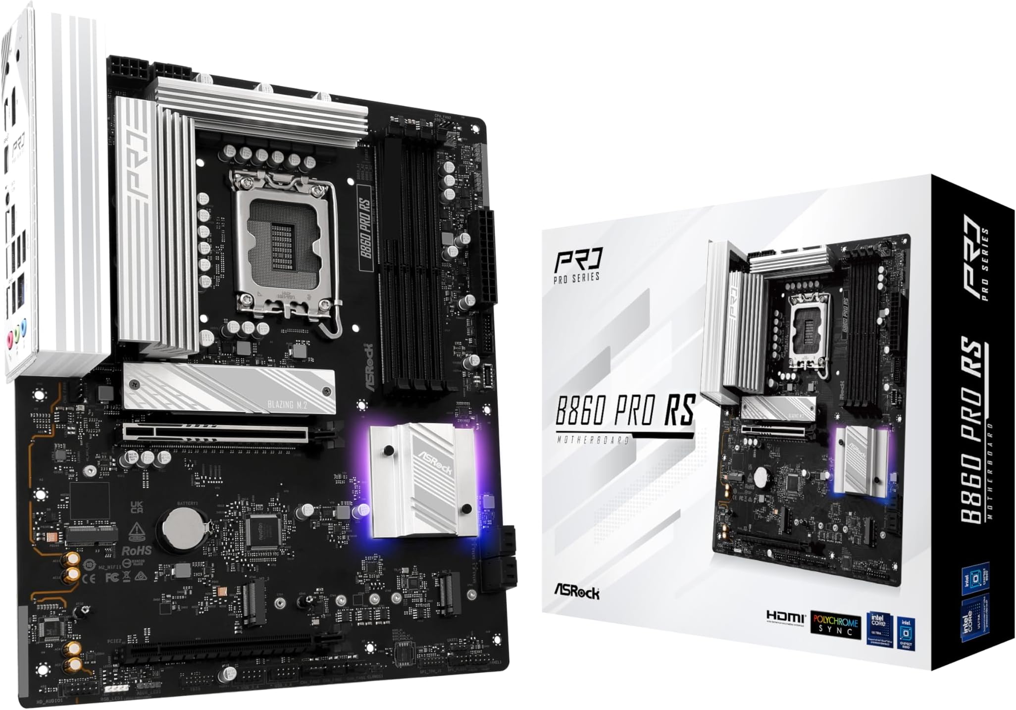 B860 Pro RS Intel Core Ultra DDR5 8666 MHz 256GB M.2 LGA1851 ATX Motherboard SATA3 6.0 Gb/s PCIe 5.0 BIOS Flashback
