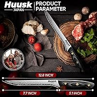 Vista 6 de Huusk Cuchillo de deshuesado de Damasco de 8 pulgadas, cuchillos VG10 para cortar carne, cuchillo de filete flexible, cuchillos de carnicero