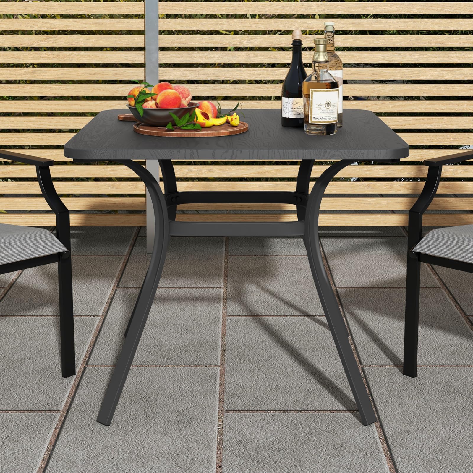COSTWAY Tavolo da Pranzo da Giardino di 80 cm, Tavolo Quadrato in Metallo con 4 Gambe Curve, Tavolo da Pranzo Pesante a 4 Posti, per Giardino, Terrazza, e Piscina, Portata 65 kg, 80 x 80 x 73 cm