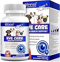 Dog Eye Health Chewable 180 Tablets - with Cranberry Extract, Cod Liver Oil and Vitamins A-C-E - Visual Support, Antioxidant and Immunity - Meat Flavor (146g)