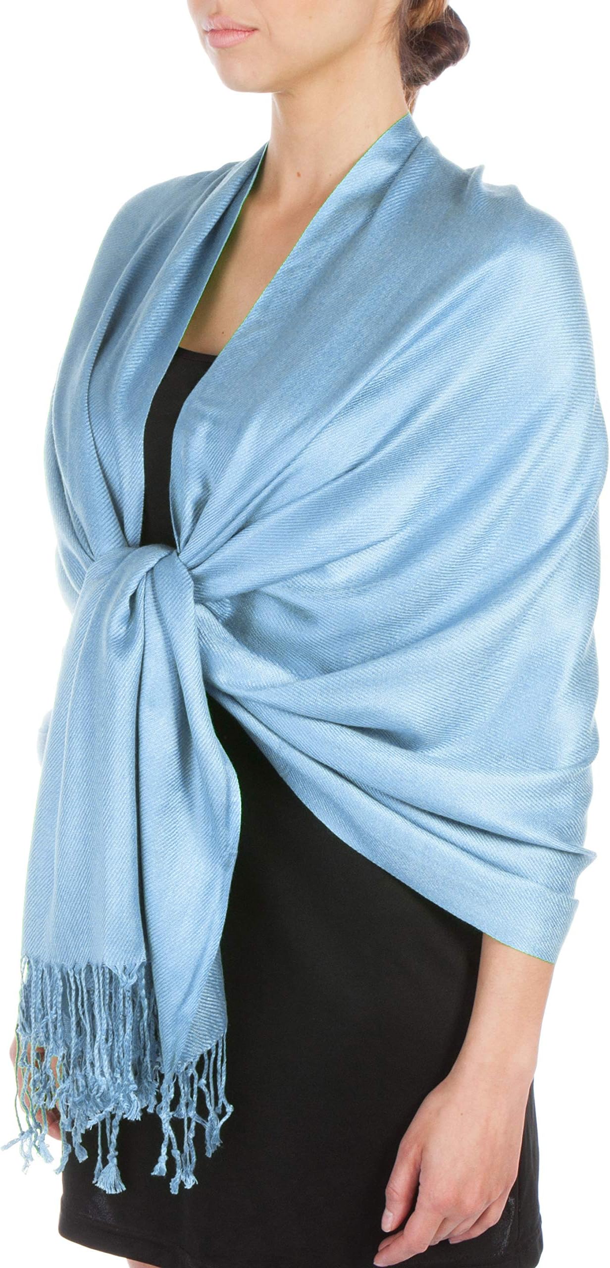 Sakkas Large Soft Silky Pashmina Shawl Wrap Scarf in Solid Colors