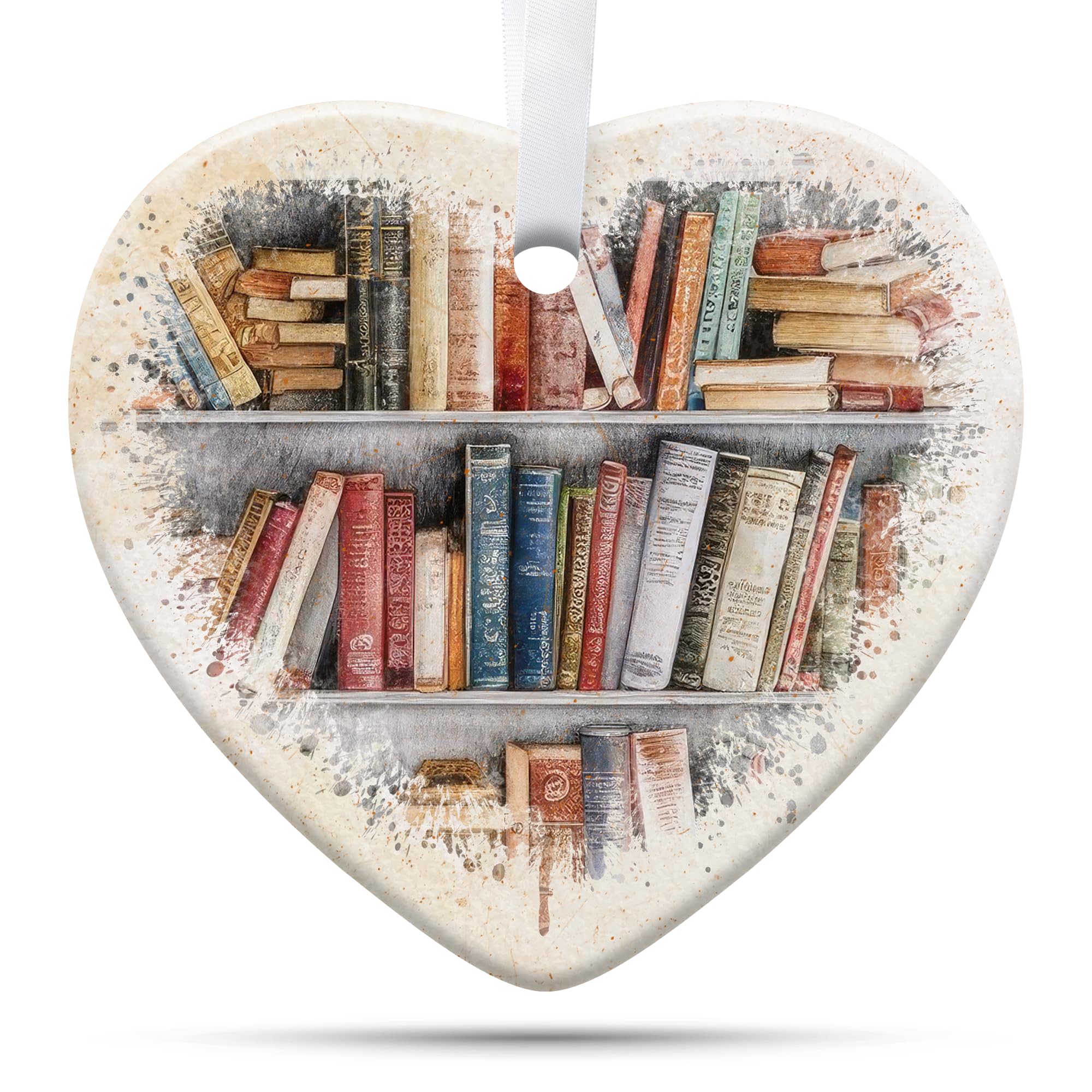 Librarian Ceramic Book Ornament for Christmas Tree, Gifts for Book Lovers
