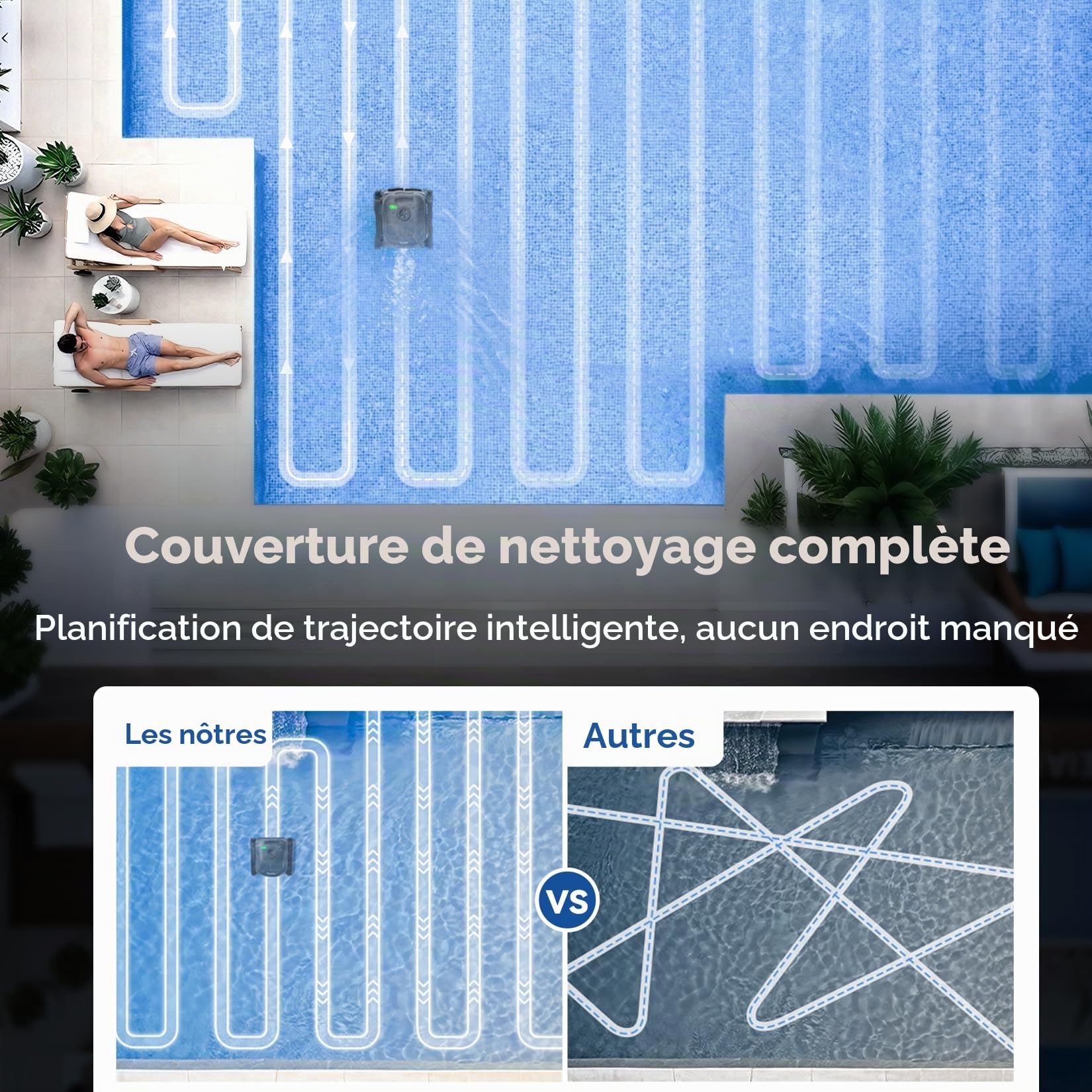 (Upgrade 2026) Pondee X5 Robot de Piscine sans Fil Fond et Parois, Aspirateur 21 m³/h Saugkraft, Navigation Intelligente, 3 Moteurs Brushless, Autonomie 180 Min, Ligne d'eau, Bassins jusqu'à 300m²