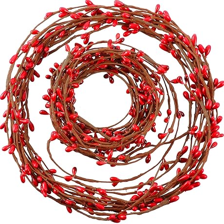 40 Feet Double Pip Garland Berry Garland, Artificial Red Berry Christmas Garland...