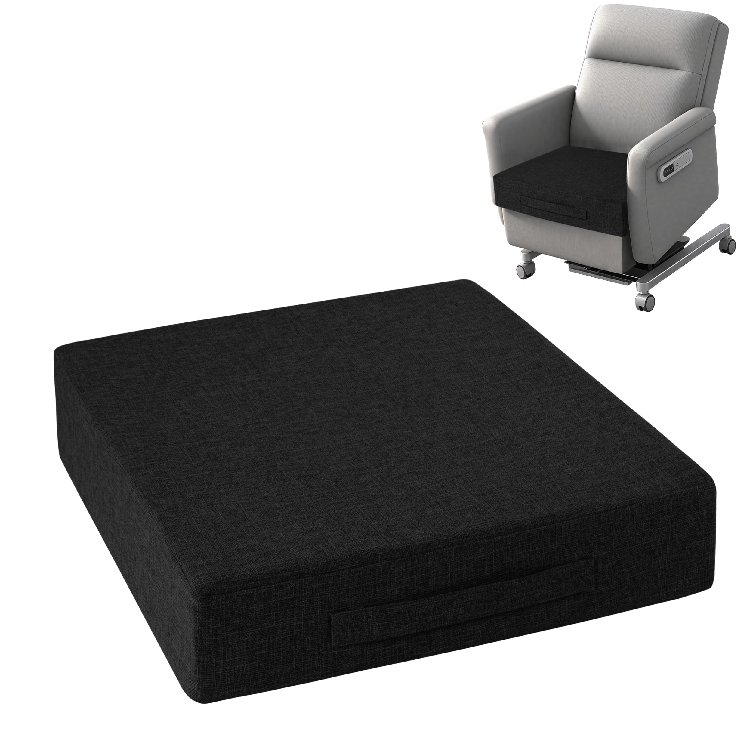 OVOV Cojines reclinables para ancianos, 20 x 20 x 4 pulgadas de grosor, cojín de asiento para silla reclinable, cojines cuadrados grandes antideslizantes con funda lavable para sillón, sofá, color