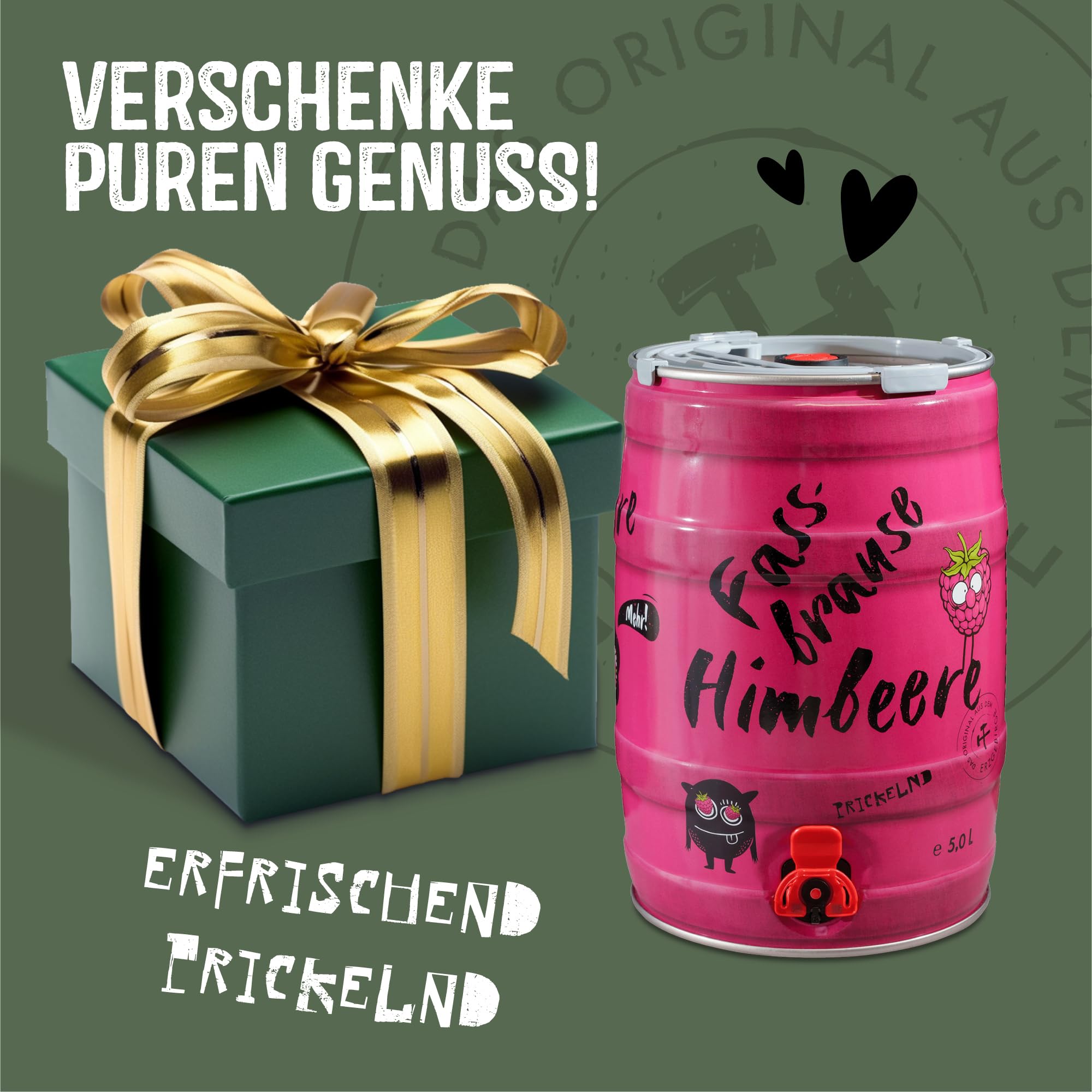 Brauerei Zwönitz Fassbrause Himbeere 5 Liter Partyfass - Himbeer Brause - Erfrischende Brause Limo aus Sachsen