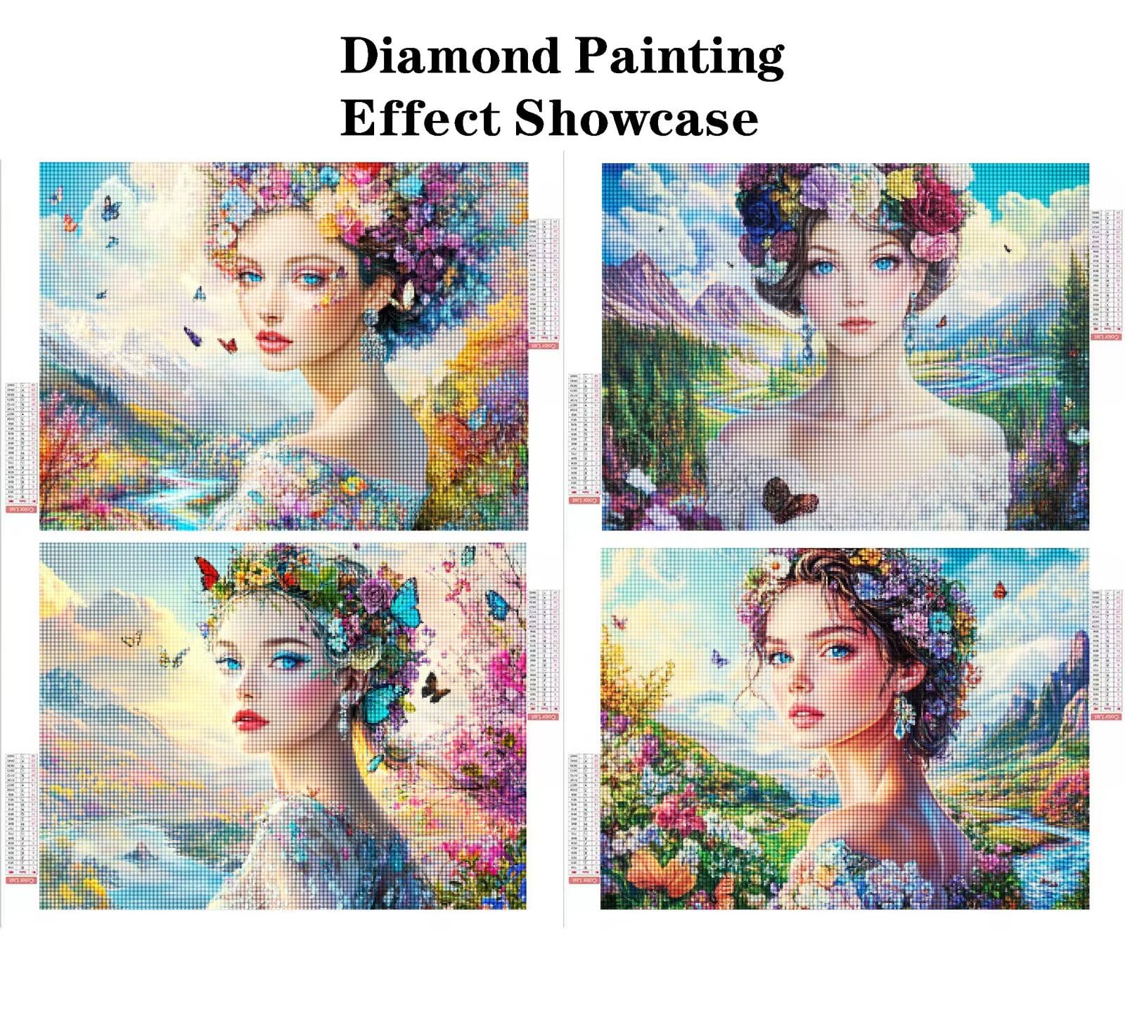 Diamentowe malowanie damskie 60 x 45 cm kwadratowy obraz diamentowy 4 sztuki 2026 nowy DIY 5D zestaw do malowania diamentami z akcesoriami, prezenty świąteczne, dekoracje świąteczne i nowy rok i