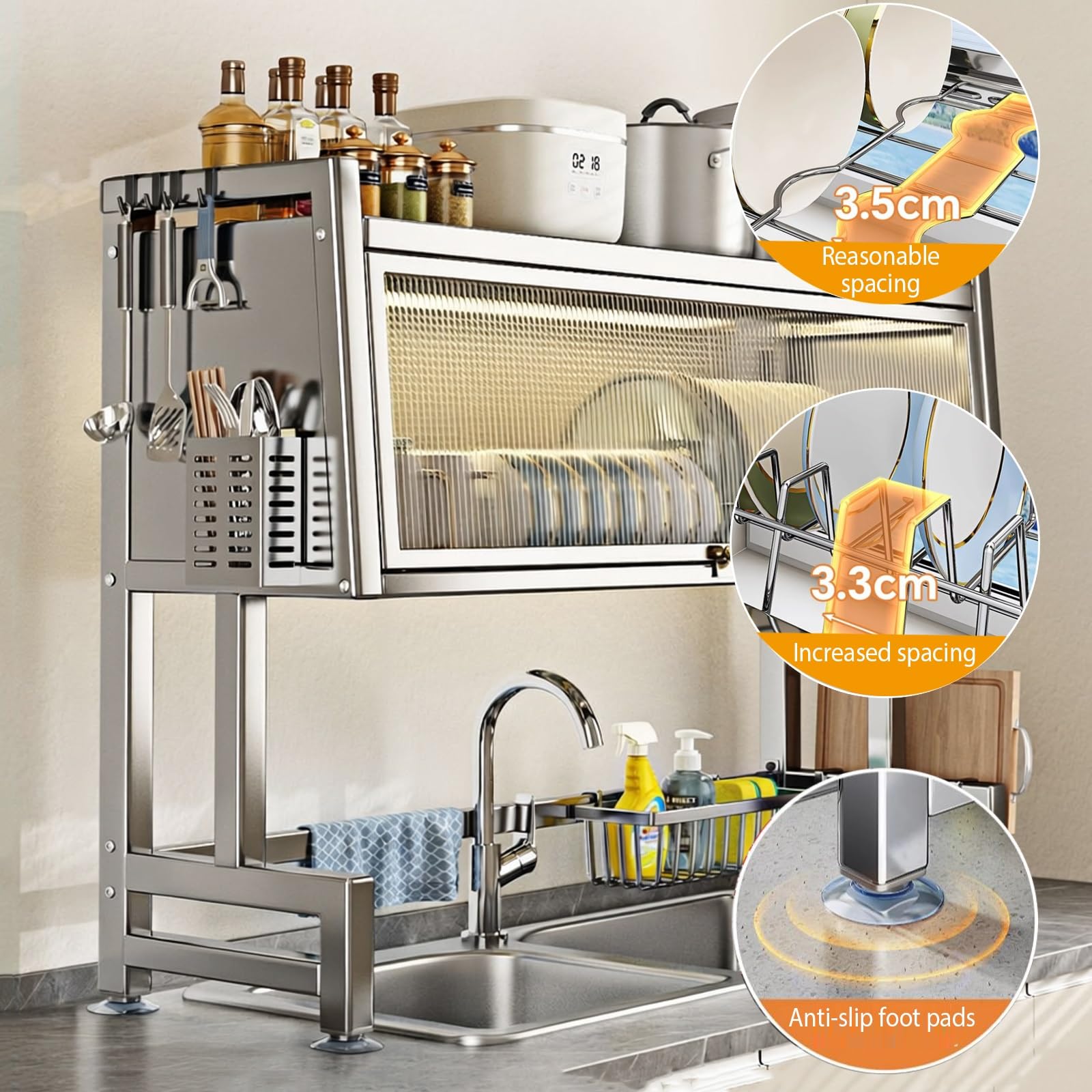 Inless - Scolapiatti in acciaio con patta, per cucina a forma di vitello, 74,9 cm, Escurridor De Platos, Sto per una cucina efficiente nizat