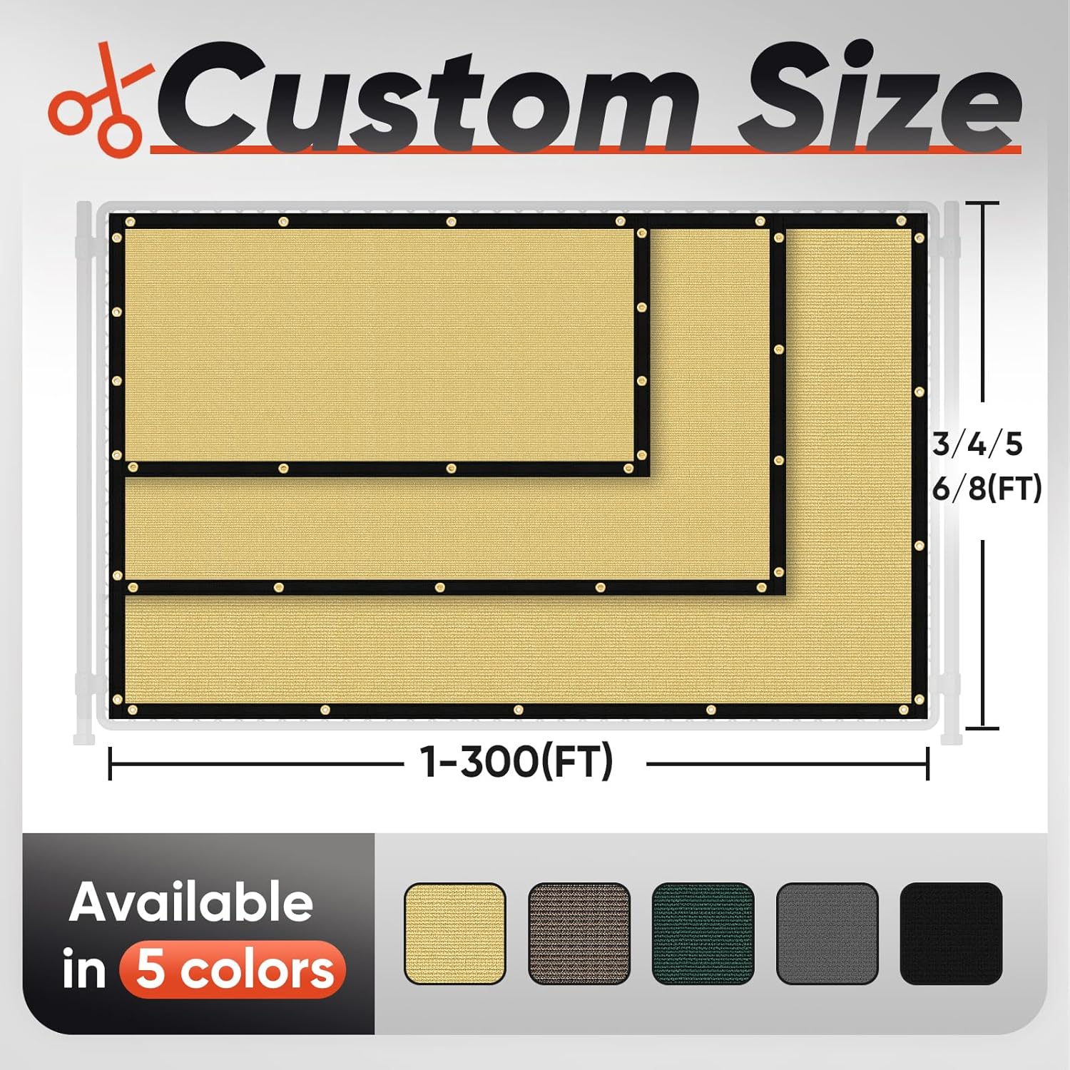 8'X 50' Privacy Screen Fence 90% Blockage Heavy Duty Protective Covering Mesh Fencing for Outdoor Patio Pool Balcony Sand