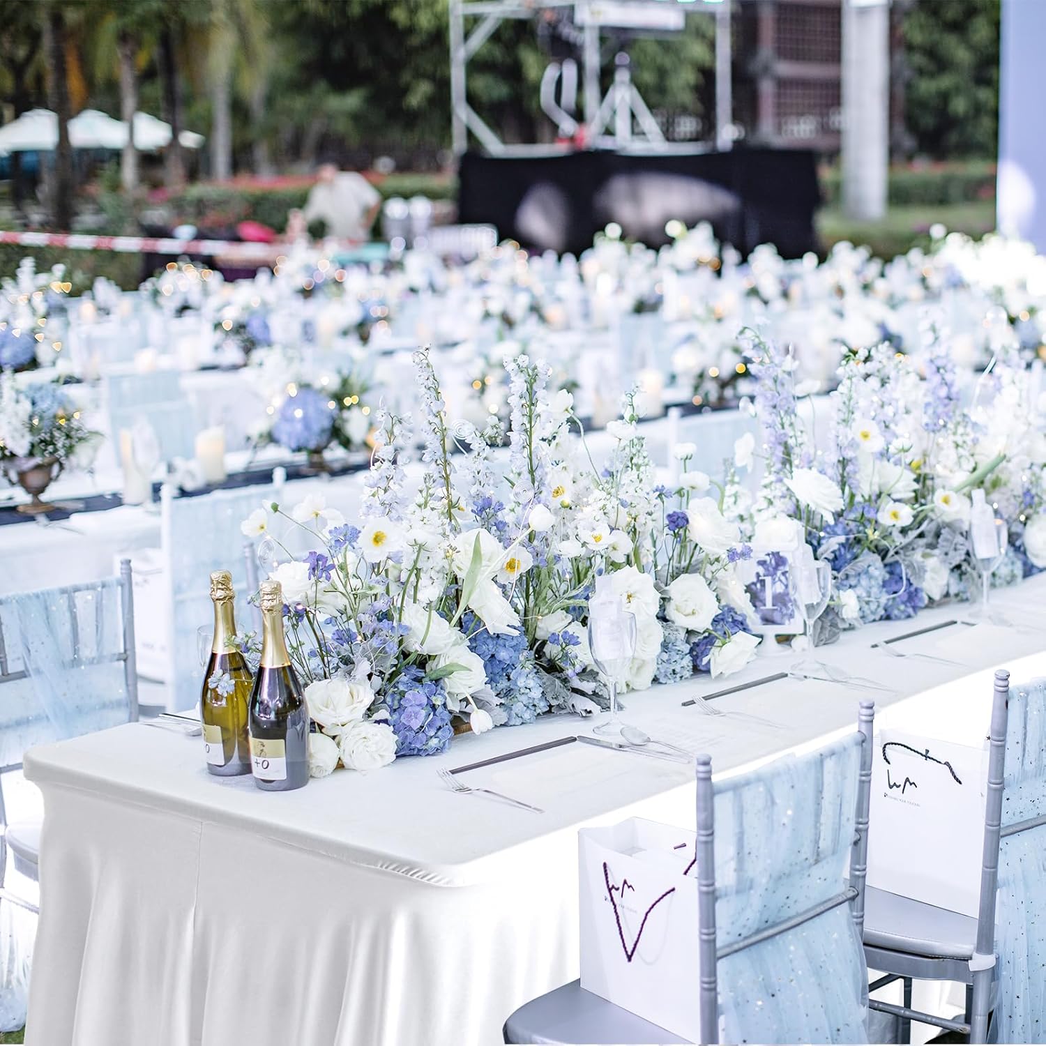 2 Pack White Rectangle Tablecloths, Washable Stretch Fitted Spandex Table Covers for 6FT Tables, Wrinkle-Free & Reusable Table Cloths,Ideal for Parties, Banquets, Wedding, Buffet,Events