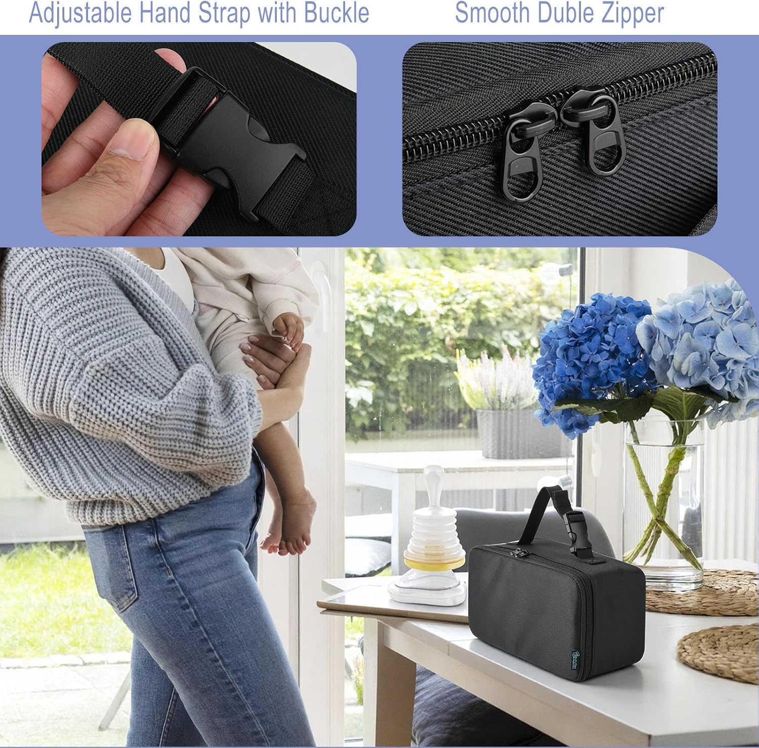 Beautyflier Travel Carrying Bag for Lifevac Home Kit, Portable Storage Bag for Airway Suction Device, Durable Travel Case with Adjustable Hand Strap for Home Car Camping Hiking, Black (Bag Only)