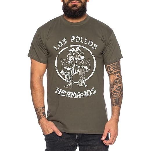 Used Look Los Pollos Herren T-Shirt Heisenberg Hermanos Bad Mr White Breaking