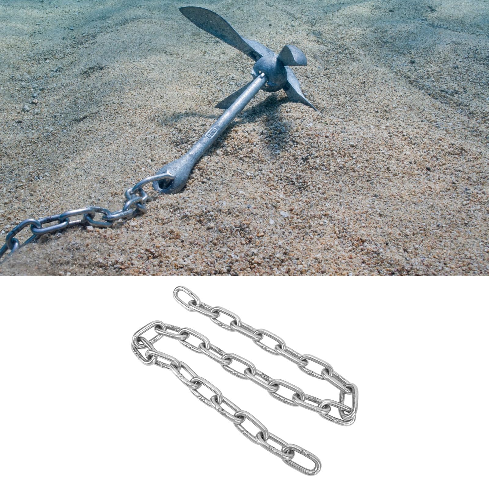 BORDSTRACT Catena per Ancora per Barche, Catena per Ancora in Acciaio Inossidabile 316 da 8 mm, Catena di Fissaggio Robusta per carichi Pesanti per Barche, Yacht e pescherecci