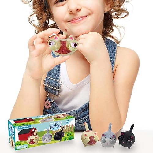Miniatura 4 de Juguetes para ansiedad, juguetes esponjosos que estallan los ojos, paquete de 3, juguetes antiestrés para gatos, juguetes para autismo, TDAH y dejar