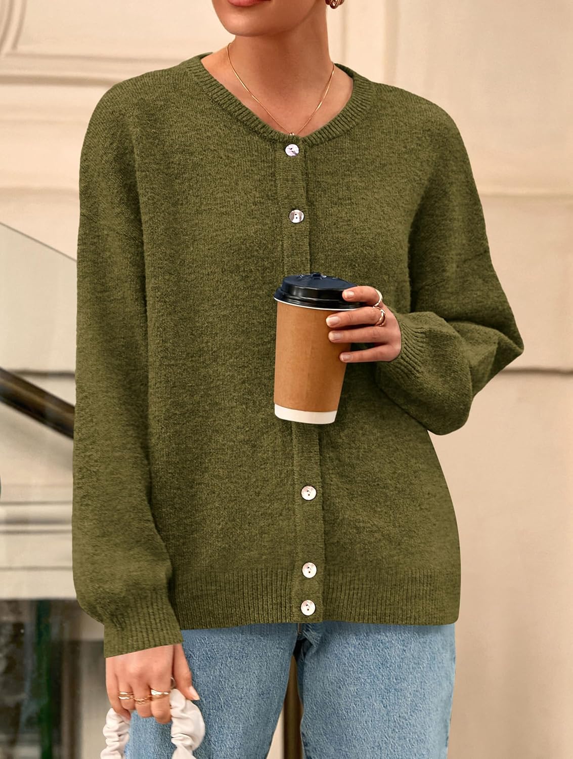 PRETTYGARDEN Fall Long Sleeve Cardigans for Women Trendy 2026 Lightweight Button Down Crewneck Loose Knit Sweater Clothes - Image 8