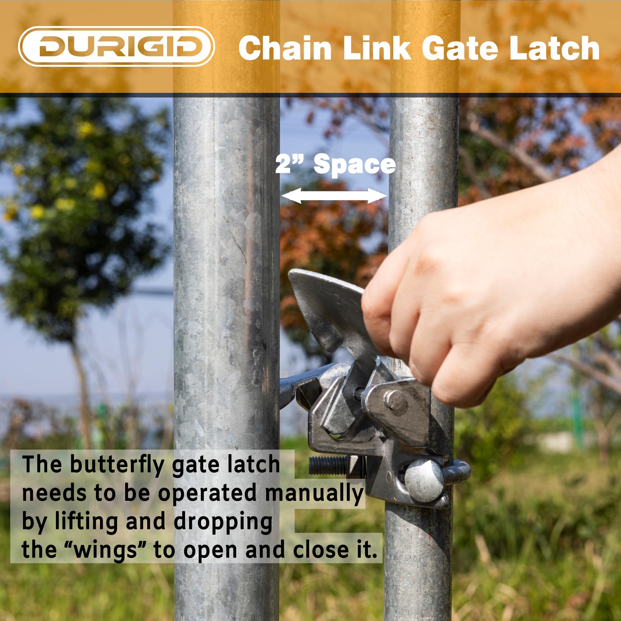 DURIGID Butterfly Gate Latch Heavy Duty, Galvanized Finish, Used for Chain  Link Fence Gate, Chain Link