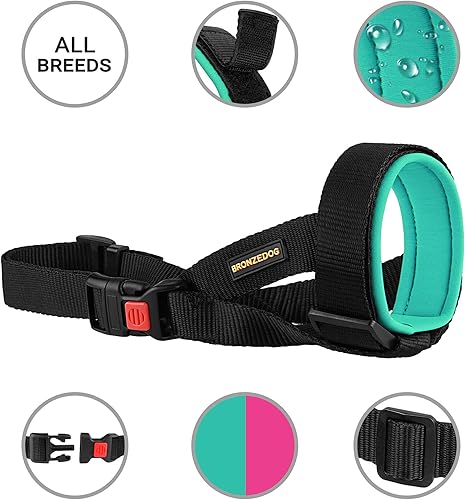 Miniatura 2 de BRONZEDOG Bozal acolchado suave para perro, de neopreno, ajustable, cómodo, para masticar y masticar, para perros pequeños, medianos y grandes