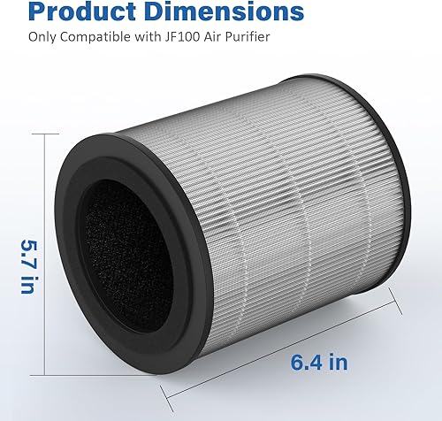 Miniatura 5 de JF100 Replacement Filter, 3-in-1 H13 True HEPA and High-Efficiency Activated Carbon Filter, 2-Pack