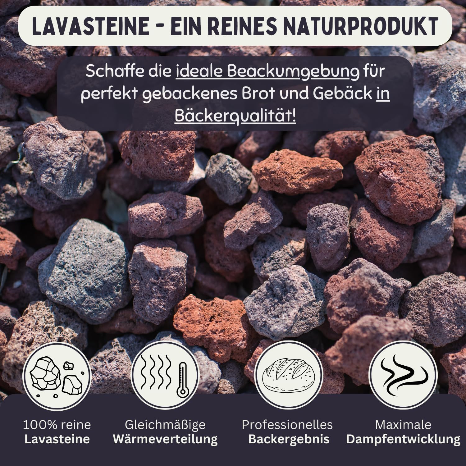 Dampfschüssel Brotback-Starter Set mit Dampfschüssel mit Lavasteinen, Gärkörbchen aus 100% natürlichen Rattan, Bäckermesser, Teigrührer und Teigkarte