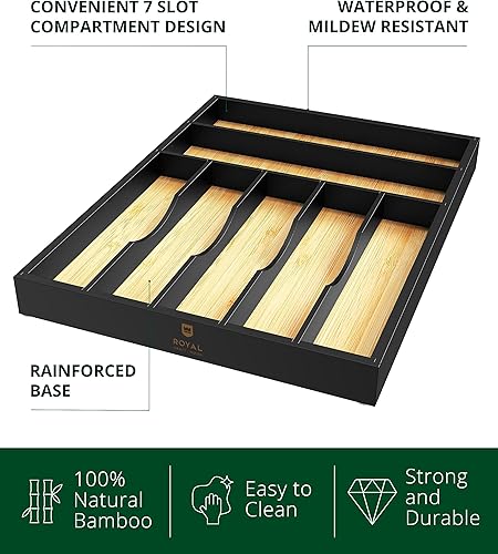 Miniatura 2 de ROYAL CRAFT WOOD Estante para utensilios de cocina de bambú premium elegante organizador y espacioso soporte para utensilios para almacenamiento de