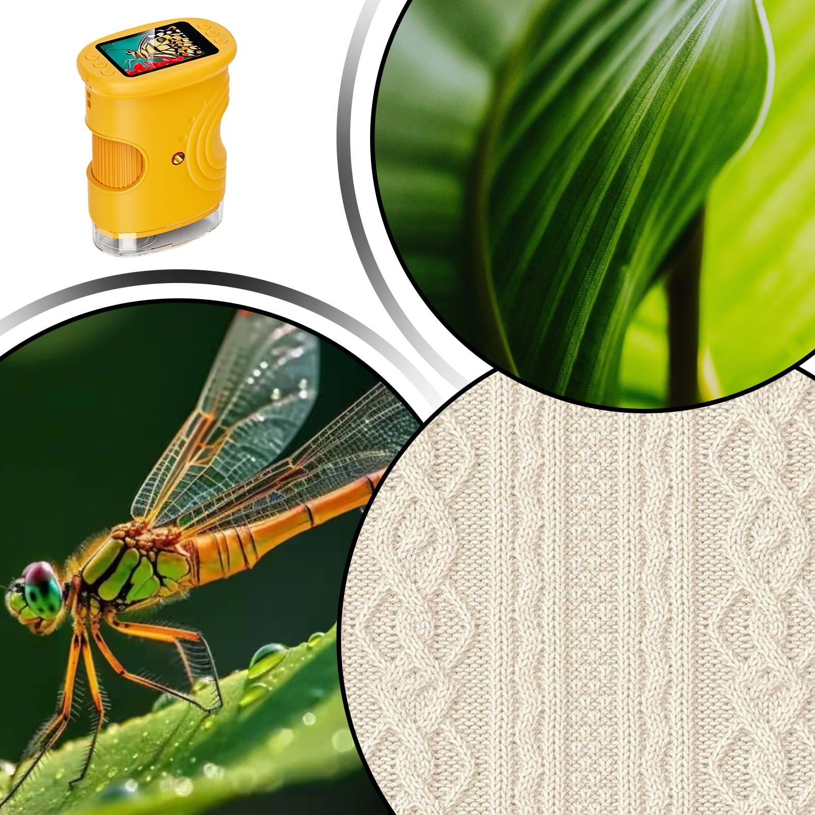 Microscopio Digitale per Bambini 1000X Giocattoli Educativi Ricaricabili | Microscopio Digitale Portatile Con Schermo Da 5 Cm per Ragazzi Laboratorio Casa Scuola Natura All'aperto Bambini e