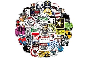 50 pcs Hard Hat Stickers and Decals Funny Toolbox Warning Sticker Helmet...