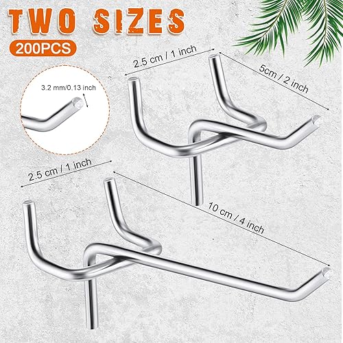 Miniatura 2 de Zonon 400 ganchos de metal galvanizado para tablero de clavijas de 2 y 4 pulgadas, ganchos de metal galvanizado para tablero de clavijas de 18