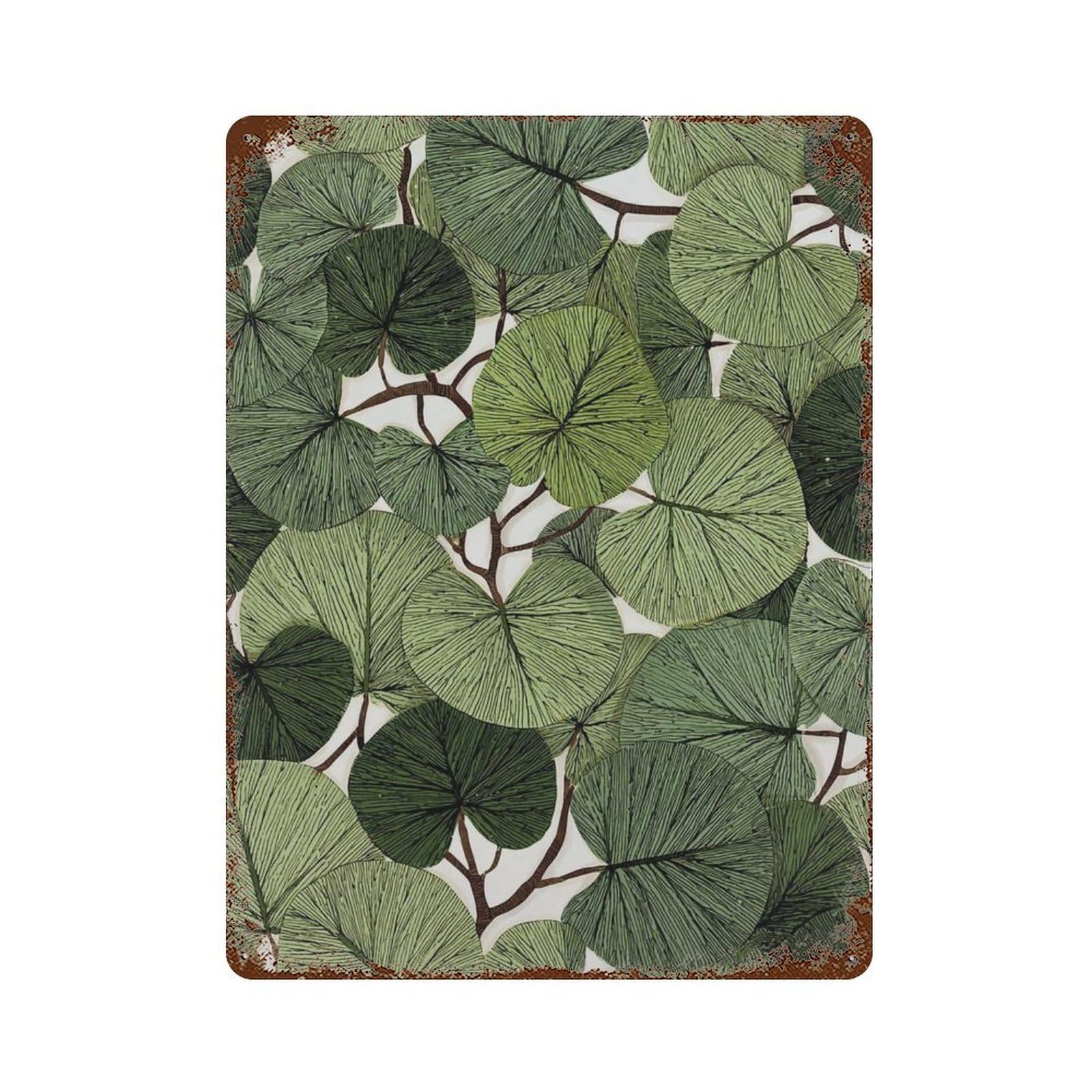 xiaoxiaoshen Botanical Green Leaf Modern Nature Minimalist Plant Jungle Work Tropical Home Wall Decor Art Metal Tin Poster Modern Home Decor Art Home Bar Shop Decorations Vintage Sign 40x30cm