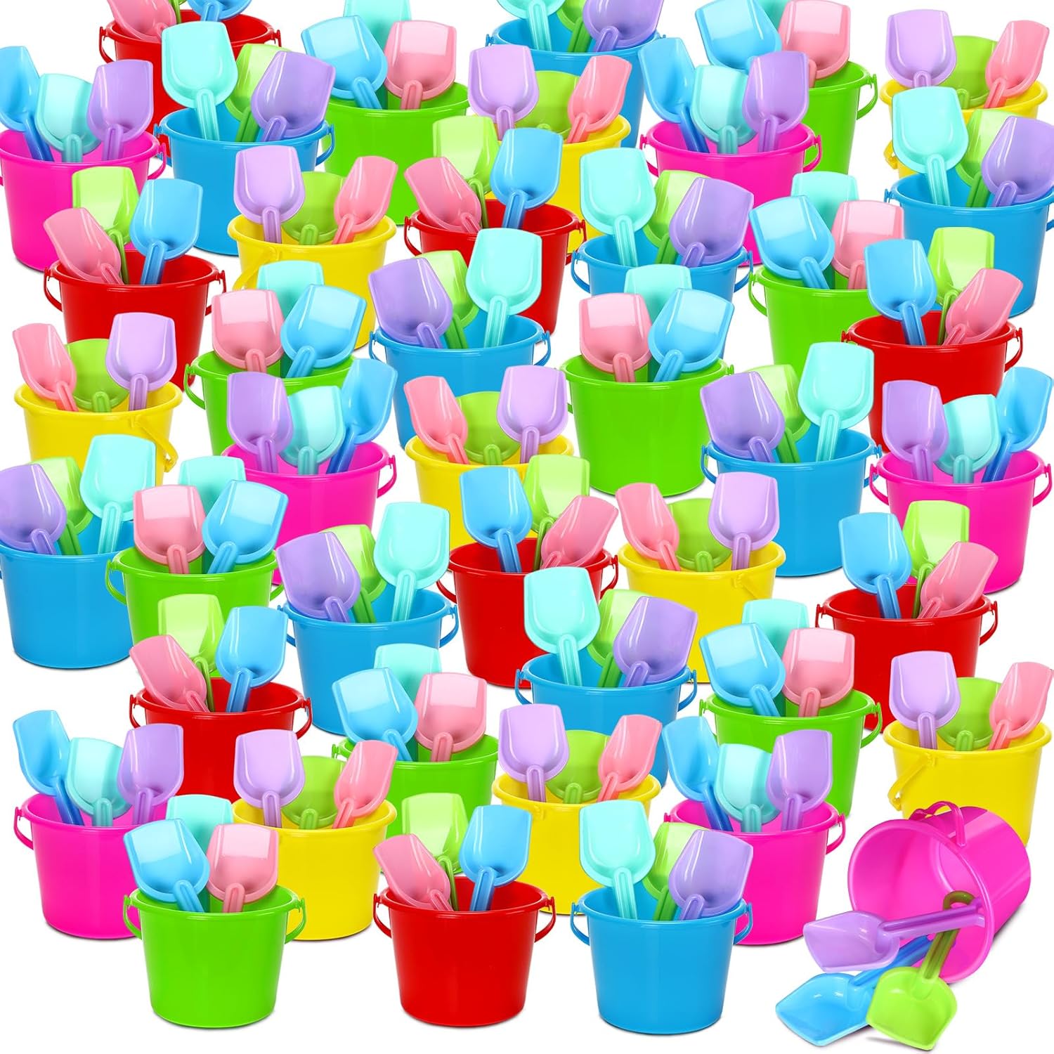 Jerify 144 Pcs Beach Pails Sand Buckets and Sand Shovels
