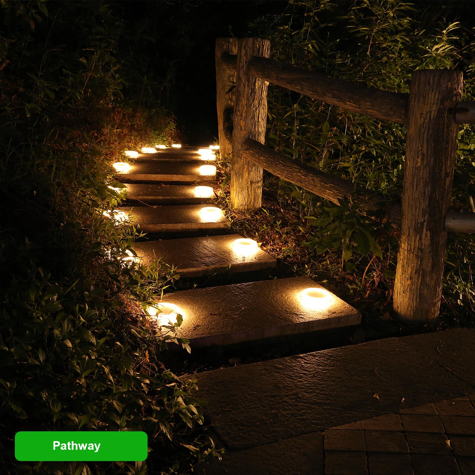 YiLaie Segnapasso 24 Leds Esterno Solare, 11cm Luci Circolari da Giardino con Adesivo Luce 360°, Faretti Solari a Pavimento IP68 Calpestabili per Viale, Camminamento, Scale, Bianco Caldo (4 Pezzi)